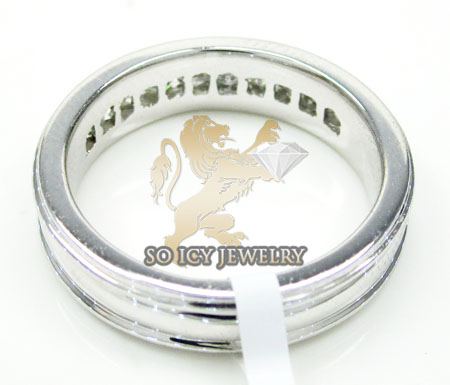 Ladies 14k white gold round diamond wedding band 0.85ct
