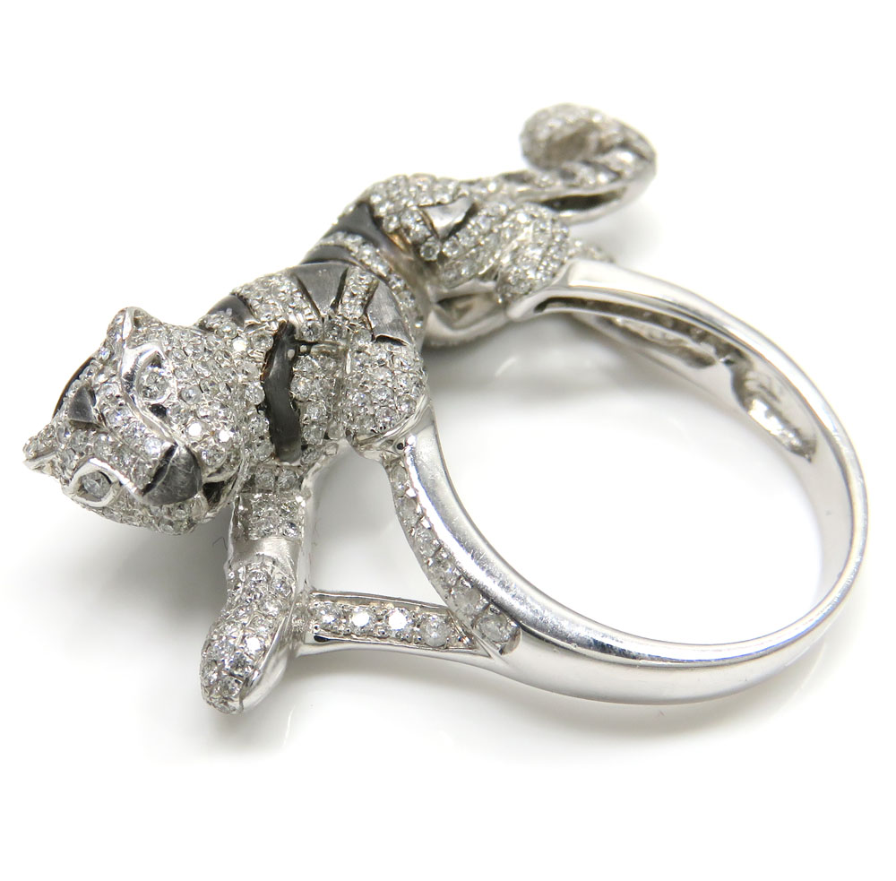 Ladies 14k white gold diamond black rhodium tiger ring 2.00ct - Image 3