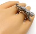 Ladies 14k white gold diamond black rhodium tiger ring 2.00ct