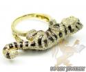 Ladies 14k yellow gold diamond black rhodium tiger ring 2.00ct