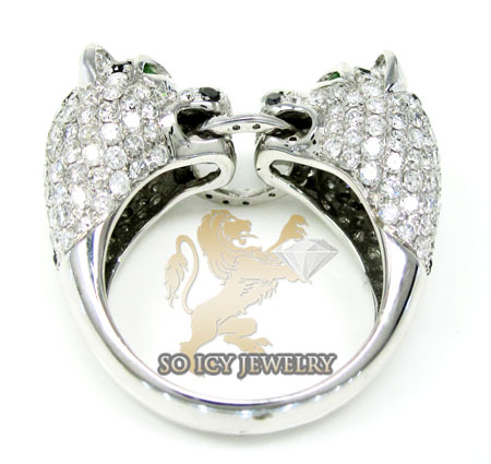 Ladies 14k white gold black diamond double headed panther ring 3.60ct - Image 2