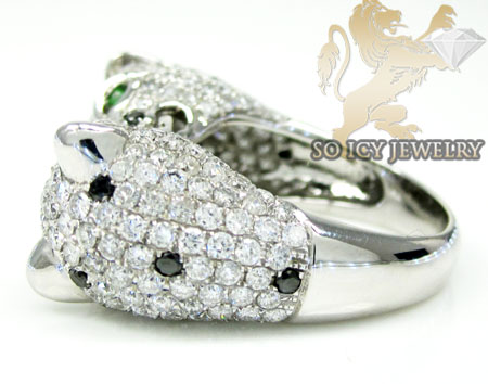 Ladies 14k white gold black diamond double headed panther ring 3.60ct - Image 6