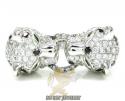 Ladies 14k white gold black diamond double headed panther ring 3.60ct