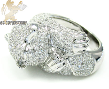 Ladies 14k white gold round diamond tiger ring 2.25ct - Image 2