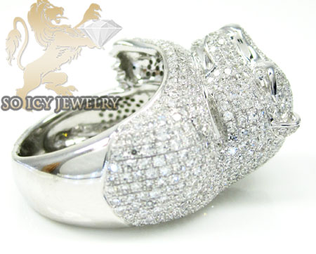 Ladies 14k white gold round diamond tiger ring 2.25ct