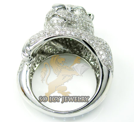 Ladies 14k white gold round diamond tiger ring 2.25ct
