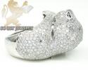 Ladies 14k white gold round diamond tiger ring 2.25ct
