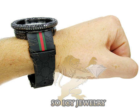 Mens black diamond igucci digital full case big bezel watch 13.00ct