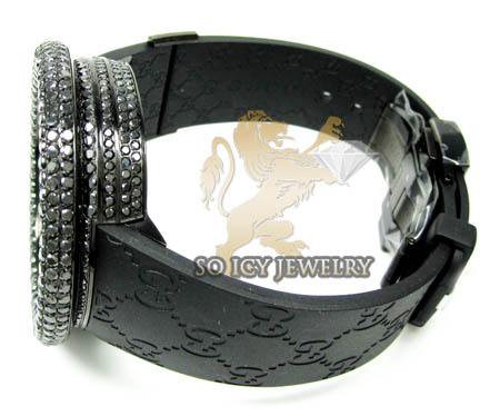 Mens black diamond igucci digital full case big bezel watch 13.00ct