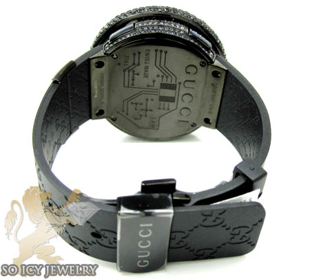 Mens black diamond igucci digital full case big bezel watch 13.00ct