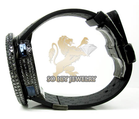 Mens black diamond igucci digital full case big bezel watch 13.00ct