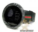 Mens black diamond igucci digital full case big bezel watch 13.00ct