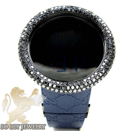 Mens black diamond igucci digital big bezel watch 11.00ct
