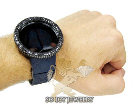 Mens black diamond igucci digital big bezel watch 11.00ct
