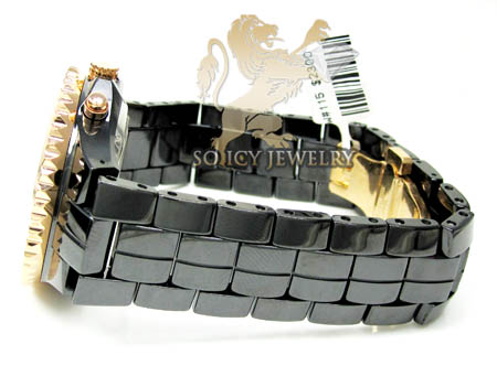 1.25ct ladies aqua master diamond watch rose & black ceramic