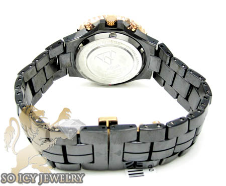 1.25ct ladies aqua master diamond watch rose & black ceramic