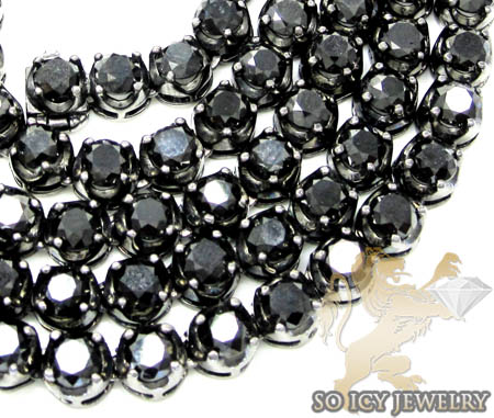 Mens 10k black gold round black diamond tennis link chain 64.00ct