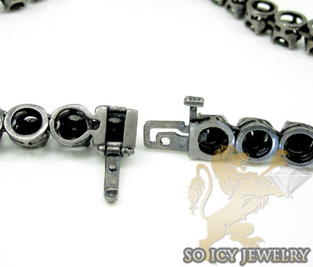 Mens 10k black gold round black diamond tennis link chain 64.00ct