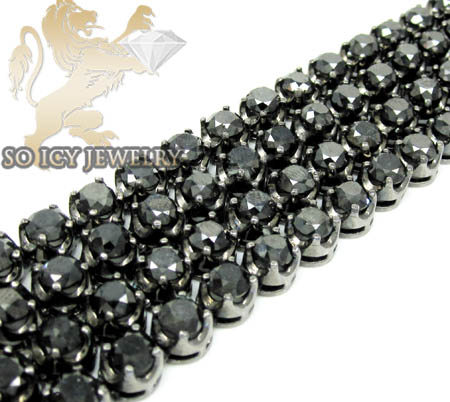 Mens 10k black gold round black diamond tennis link chain 64.00ct