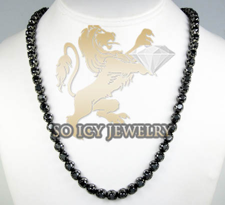 Mens 10k black gold round black diamond tennis link chain 64.00ct
