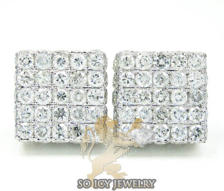 10k white gold round diamond 3d ice cube earrings 4.50ct