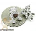 Ladies 10k white gold diamond heart teddy bear earrings 0.35ct