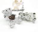 Ladies 10k white gold diamond heart teddy bear earrings 0.80ct