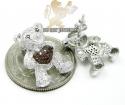 Ladies 10k white gold diamond heart teddy bear earrings 0.80ct
