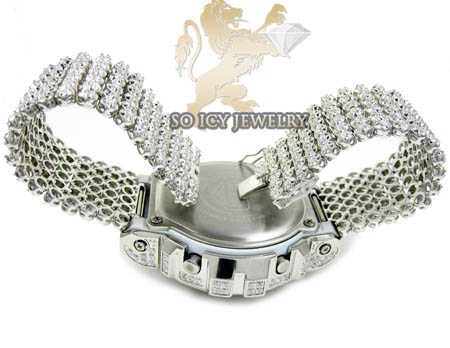 Mens white cz dw-6900 g-shock watch full ice 15.00ct