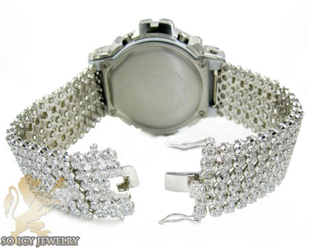 Mens white cz dw-6900 g-shock watch full ice 15.00ct