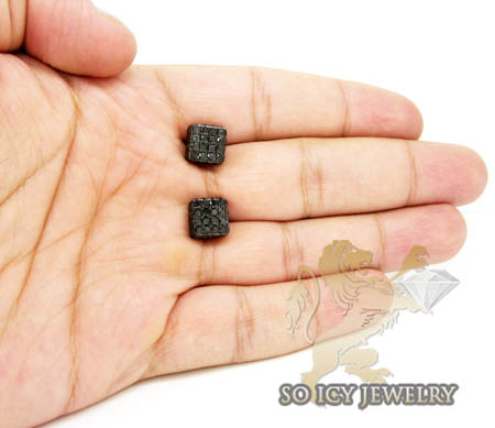 10k black gold round diamond 3d ice cube earrings 4.12ct
