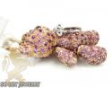 Ladies 14k rose gold pink sapphire teddy bear pendant 2.75ct