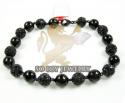 Black sterling silver black diamond macramé smooth bead rope bracelet 13.25ct