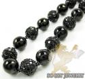 Black sterling silver black diamond macramé smooth bead rope bracelet 13.25ct