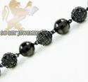 Black sterling silver black diamond macramé smooth bead rope bracelet 13.25ct