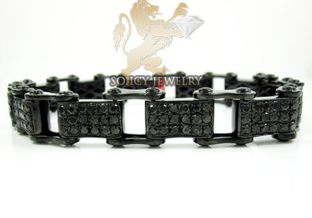 Black sterling silver black diamond bicycle chain bracelet 8.00ct