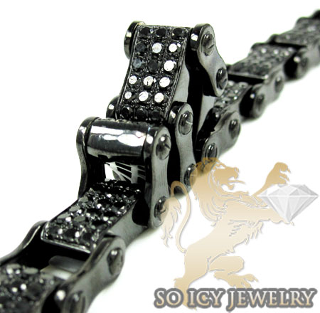 Black sterling silver black diamond bicycle chain bracelet 8.00ct