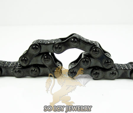 Black sterling silver black diamond bicycle chain bracelet 8.00ct