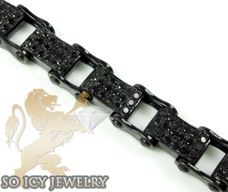 Black sterling silver black diamond bicycle chain bracelet 8.00ct