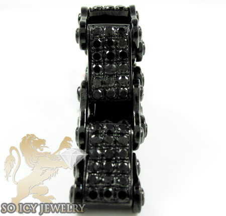 Black sterling silver black diamond bicycle chain bracelet 8.00ct