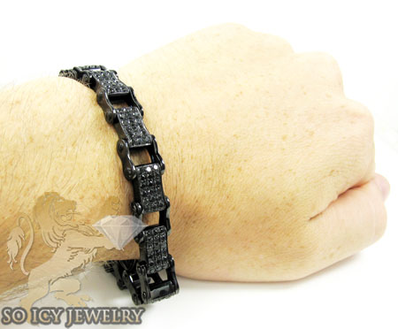 Black sterling silver black diamond bicycle chain bracelet 8.00ct