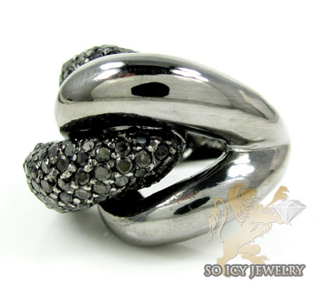 Ladies 14k black gold round black diamond swirl ring 3.00ct - Image 3