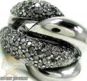 Ladies 14k black gold round black diamond swirl ring 3.00ct