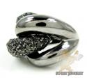 Ladies 14k black gold round black diamond swirl ring 3.00ct