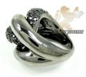 Ladies 14k black gold round black diamond swirl ring 3.00ct