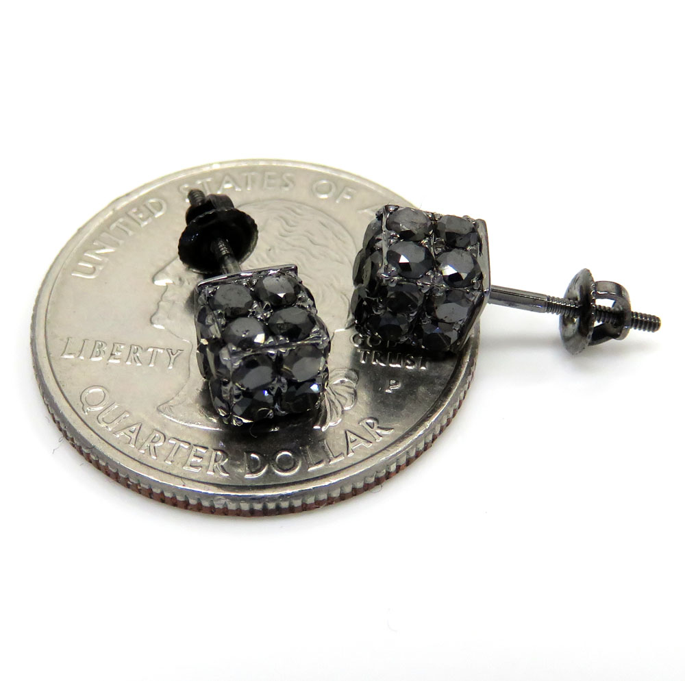 10k black gold round diamond 3d ice cube earrings 2.23ct - Image 3