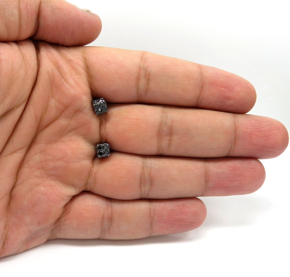 10k black gold round diamond 3d ice cube earrings 2.23ct - Image 4