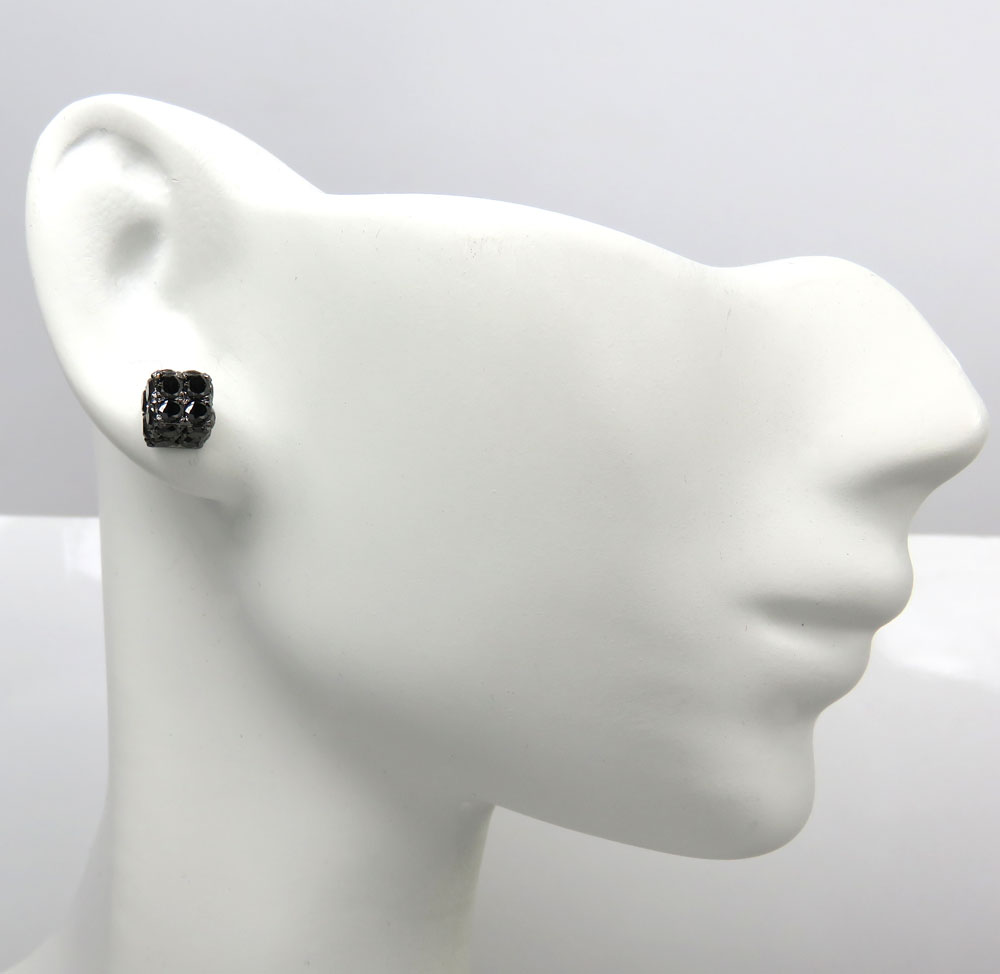 10k black gold round diamond 3d ice cube earrings 2.23ct - Image 5