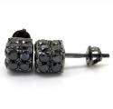 10k black gold round diamond 3d ice cube earrings 2.23ct