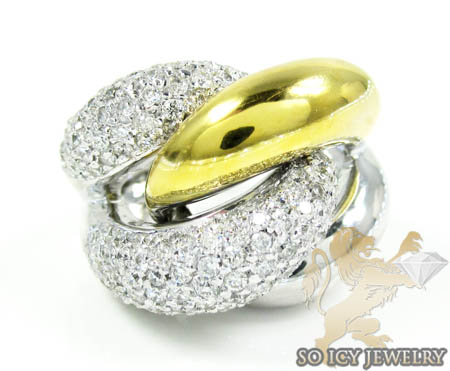 Ladies 14k two tone gold round diamond fashion ring 2.00ct